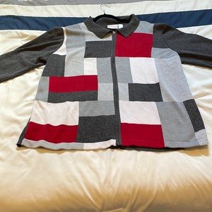 Vintage 80s sweater geometric design Zipper Bring back some memories!🙅🏾💃🏾